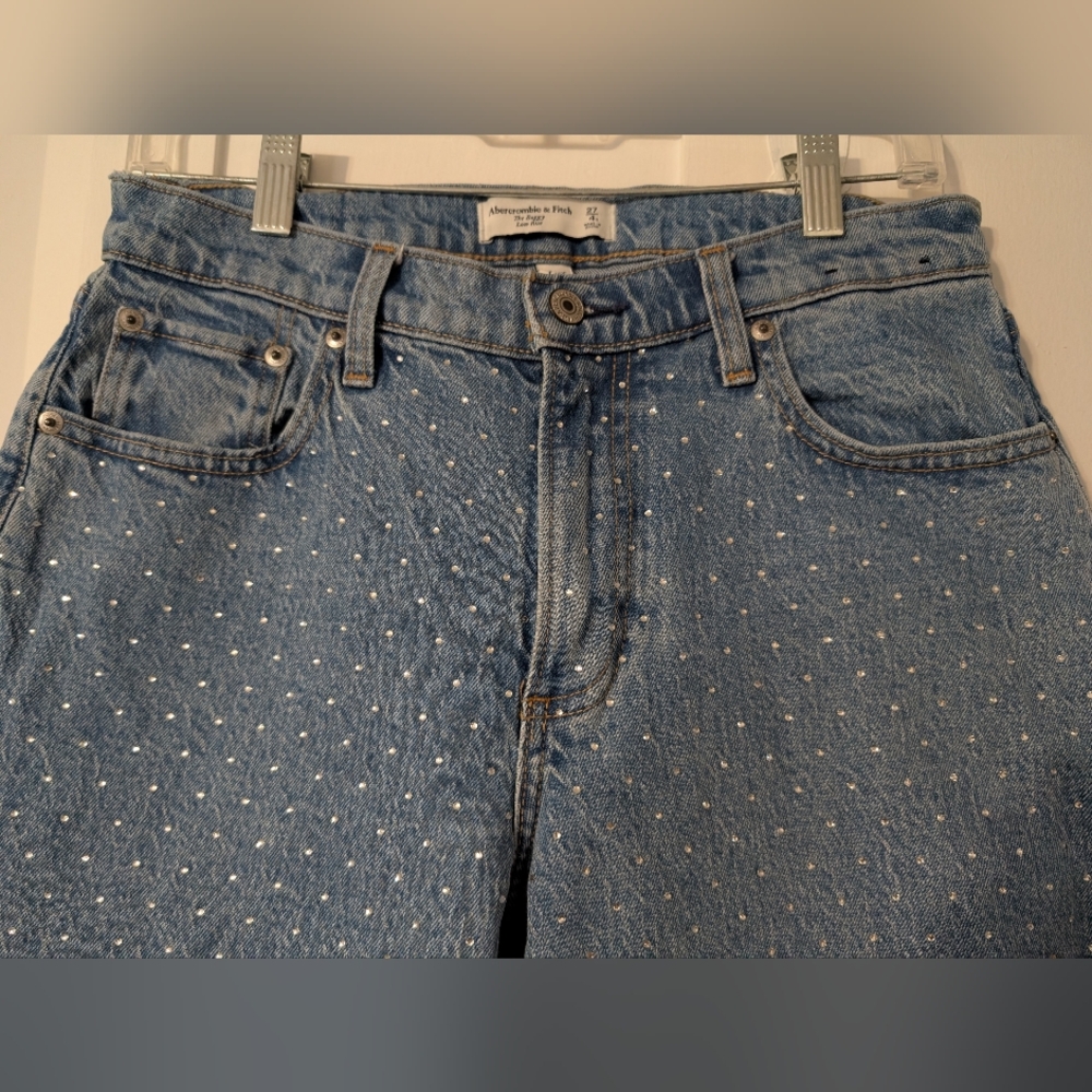 Abercrombie & Fitch The Baggy Low Rise Jeans Blue Size 27/4s Curve Love - Picture 2 of 9
